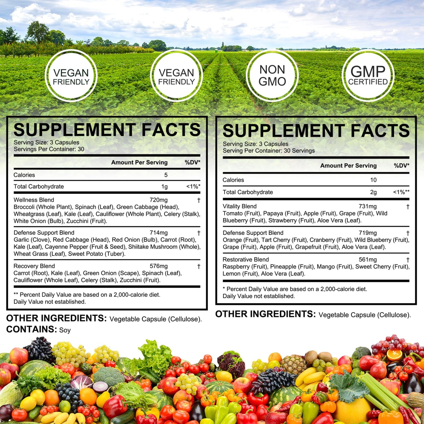 Daiasns Fruits and Vegetables Supplements,Fruit and Veggies Supplement -90 Fruit & 90 Vegetables High Fiber Supplement for Immunity, Gut & Energy, Superfood Formula, Vegan