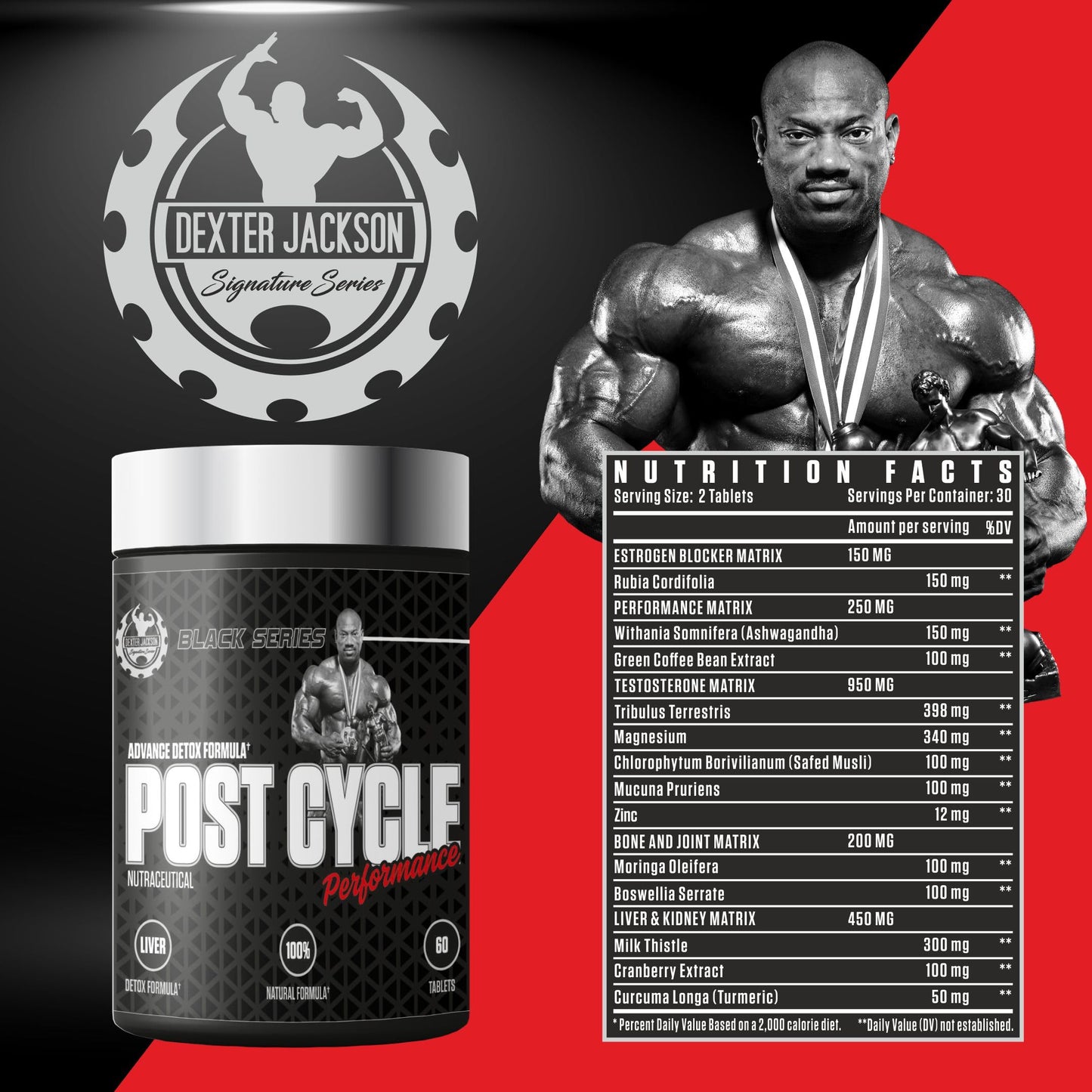 DEXTER JACKSON Black Series Post Cycle Performance | Advance Detox Formula| 60 Tablets, 30 Servings