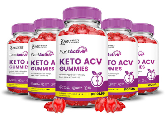 (5 Pack) Fast Active Keto ACV Gummies Advanced Formula 1000MG Fastactive Keto Gummies Apple Cider Vinegar Formulated with Pomegranate Beet Juice Powder B12 Vegan Non GMO 300 Gummys