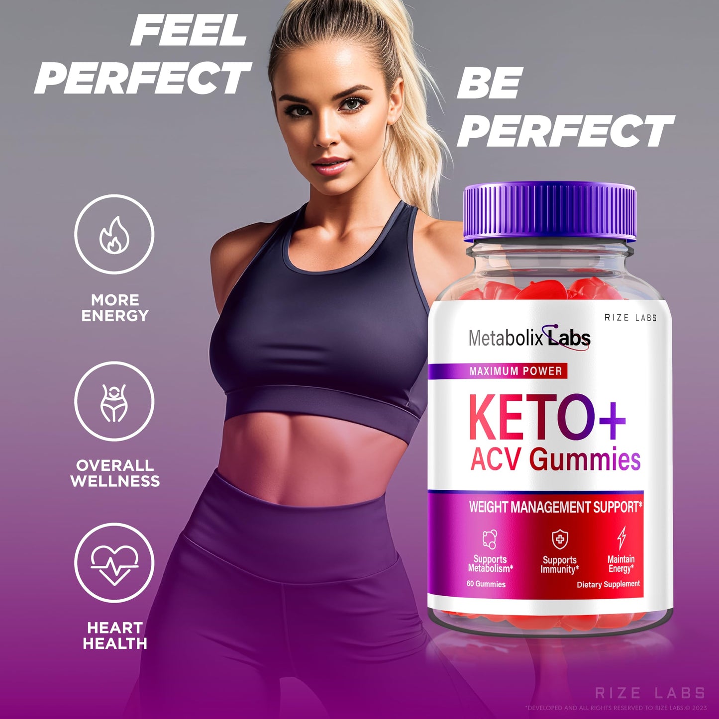 rize labs - - Metabolix Labs Keto Plus ACV Gummies - Weight Management Support Apple Cider Vinegar Supplement (180 Gummies)