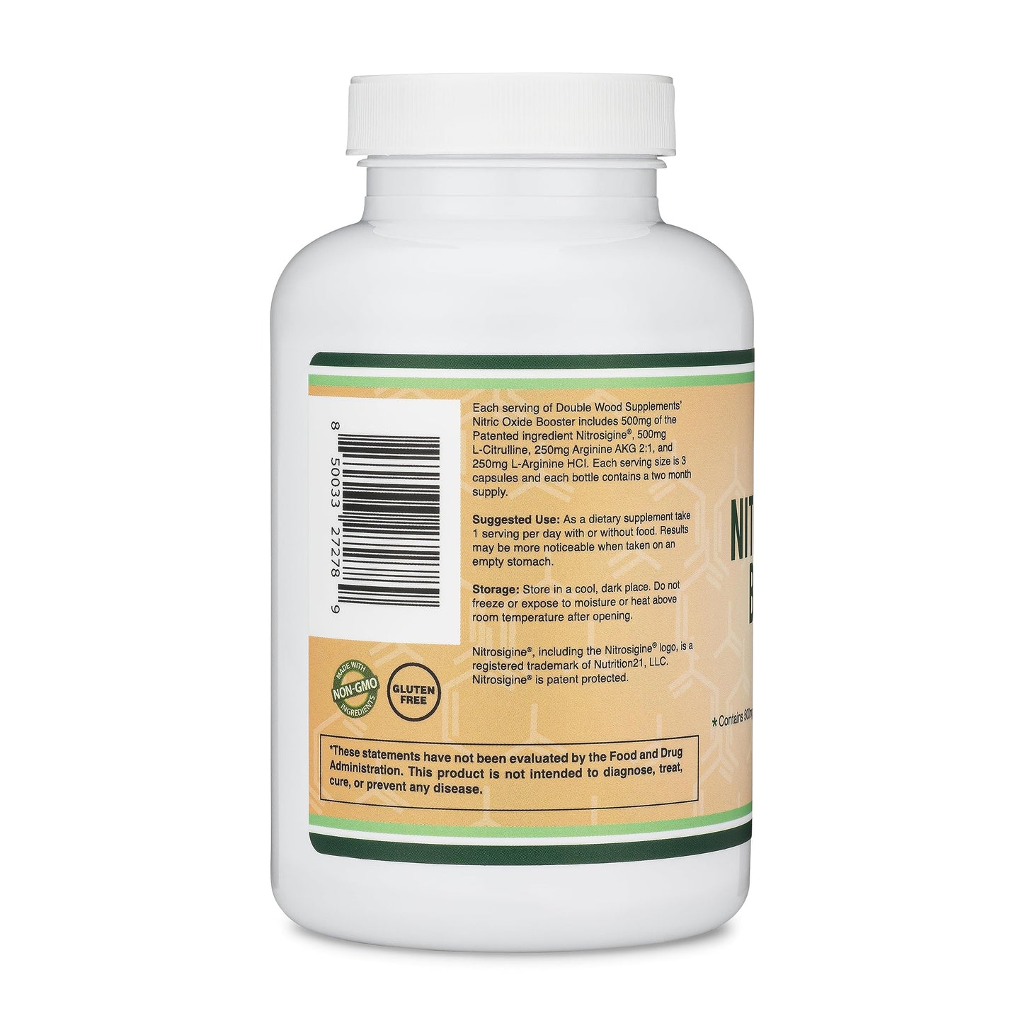 Nitric Oxide Supplement (Stim Free Pre Workout) - Nitric Oxide Booster with Nitrosigine, L Arginine, and L Citrulline (Clinically Studied to Boost No2 Nitric Oxide Flow) 180 Capsules by Double Wood