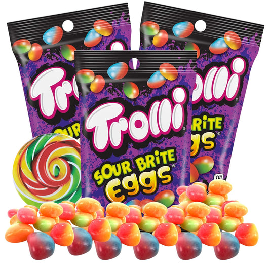 Sour Brite Eggs Chewy Gummy with Candy Shell Unique Novelty Jelly Beans Bulk Candies for Easter and Parties Pack of 3 4 Ounces Sour Brite Eggs