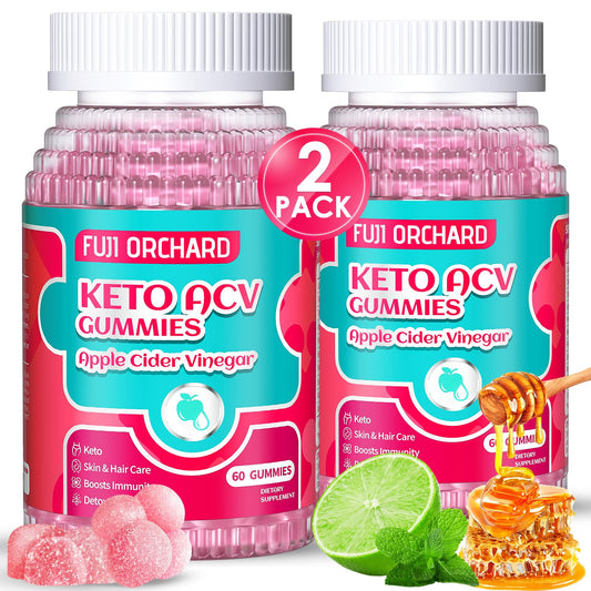 FUJI ORCHARD 2 Pack - Keto ACV Gummies Extreme 1500MG Keto Gummies Apple Cider Vinegar Formulated with Pomegranate Beet Juice Powder B12 Vegan Non GMO 120 Gummys