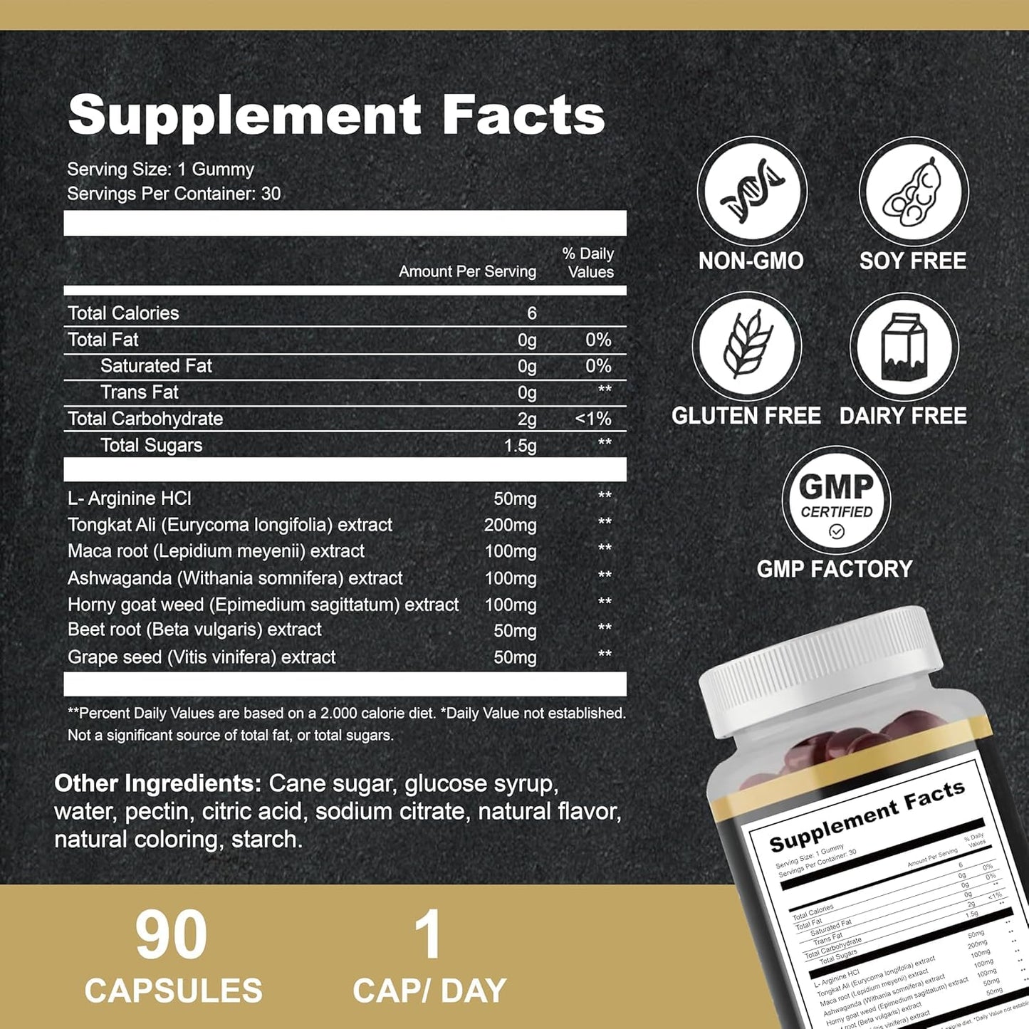 TEYAOE AlphaBites 7-in-1 Nitric Oxide Booster - Beet Root & L-Arginine Gummy for Blood Flow, Energy & Stamina Support | 100% Natural Supplement for Men (2)