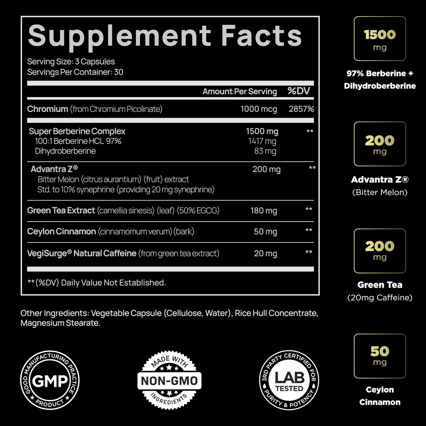 141,500mg GLP-1 Berberine Weight Loss Supplement + Dihydroberberine, Ceylon Cinnamon, Chromium Picolinate, Bitter Melon - 100x Strength Berberine 1500mg Natural Appetite Suppressant Pills for Women
