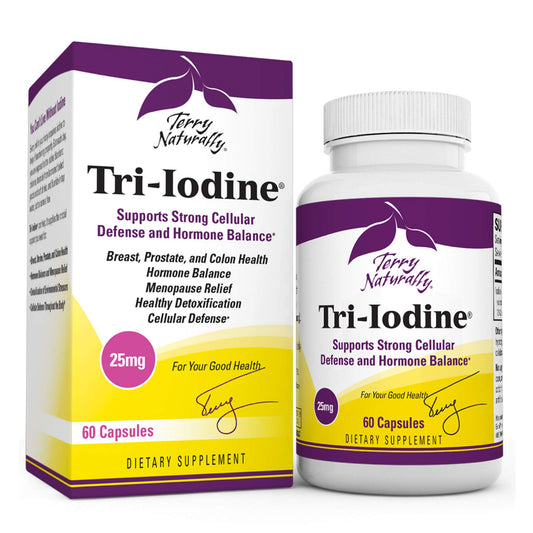 Terry Naturally Tri-Iodine - Dietary Supplement for Breast & Prostate Health Support - Healthy Thyroid Function Supplement Aid - 25 mg, 60 Capsules