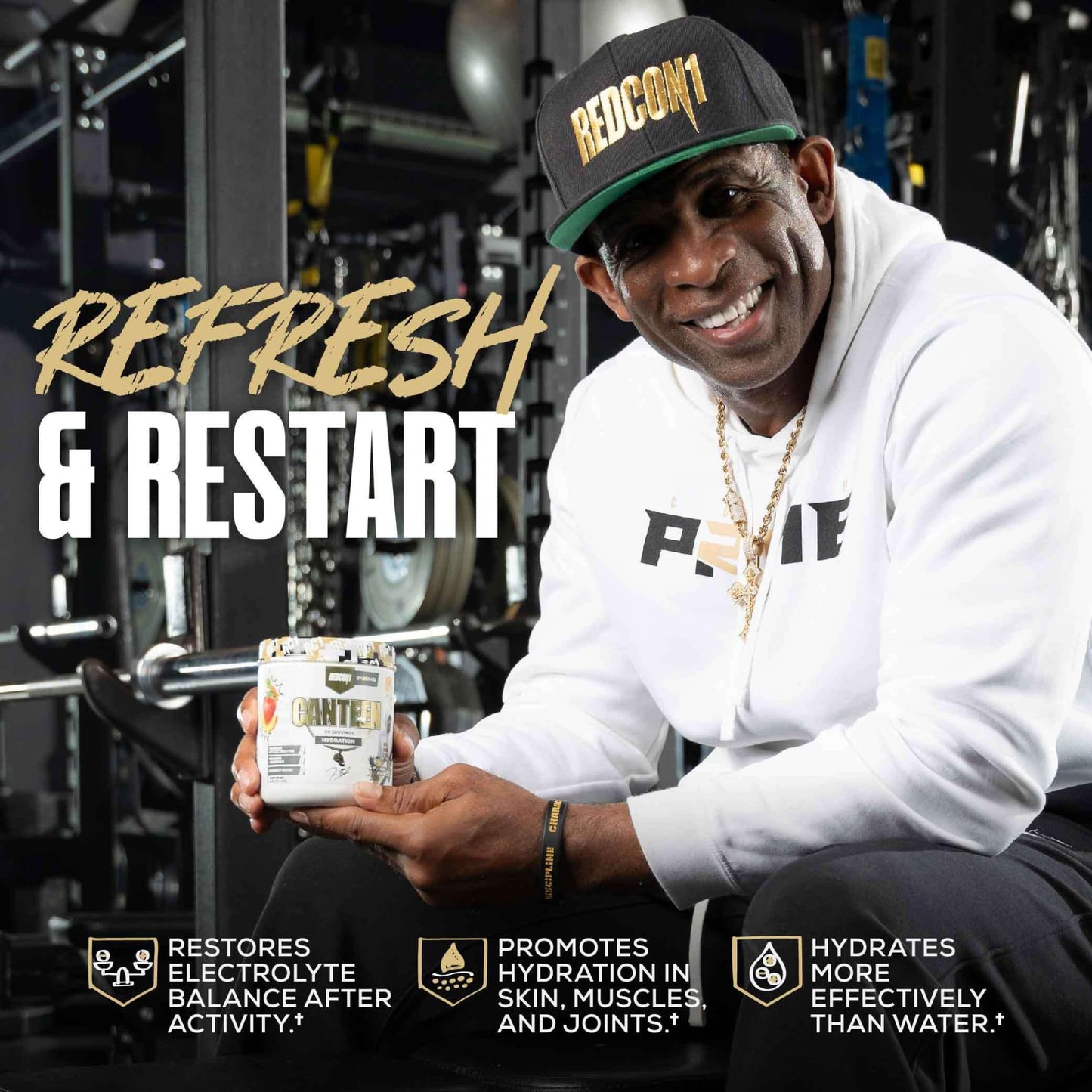 REDCON1 Post Workout Recovery Powder - Coach Prime Canteen - Hydration Powder with Electrolytes, Vitamins & Coconut Water - Prime Time Punch (30 Servings)