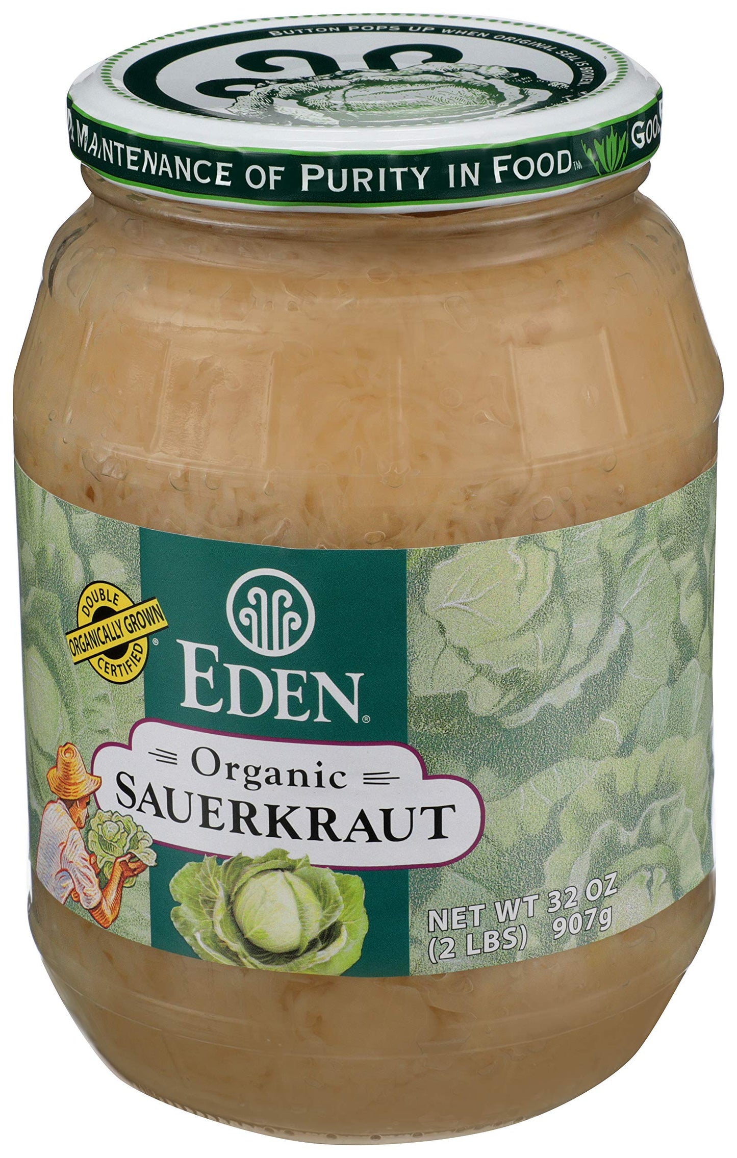 Eden Organic Sauerkraut 32 oz Glass Jar Fine Cut