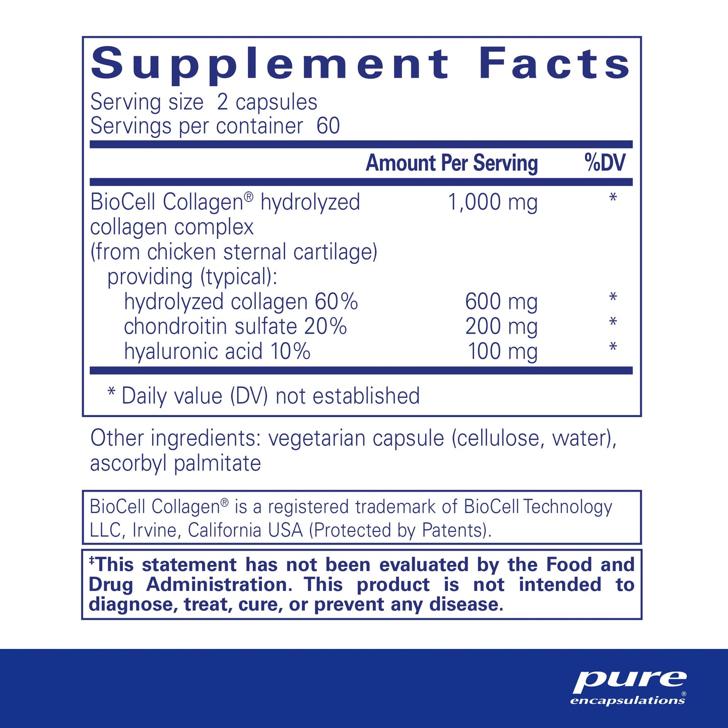 Pure Encapsulations Collagen JS - Skin & Joint Health* - 1,000 mg Hydrolyzed Biocell Collagen - Gluten Free & Non-GMO - 120 Capsules