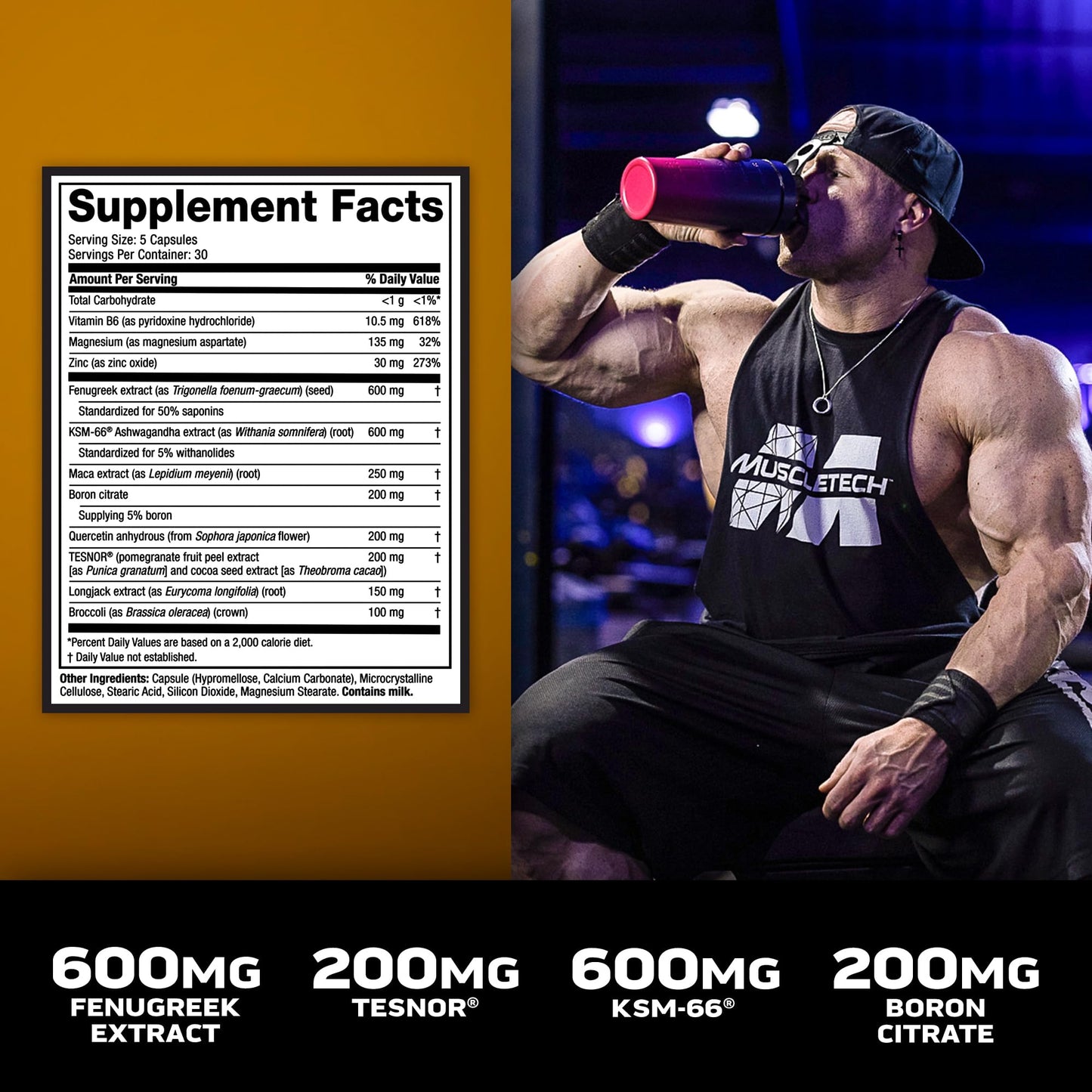 MuscleTech Testosterone Booster for Men, AlphaTest (150 Capsules) - Workout Testosterone Supplement for Men - Sports Nutrition Testosterone Booster for Endurance, Strength & Muscle Builder