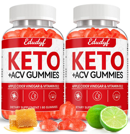 EDUDYF Keto ACV Gummies - 120 Count Gluten-Free, Gelatin-Free Apple Cider Vinegar Gummies with B12 for Keto Support, Vegetarian, Unique Flavor, Convenient Bottled Supplement for Men & Women