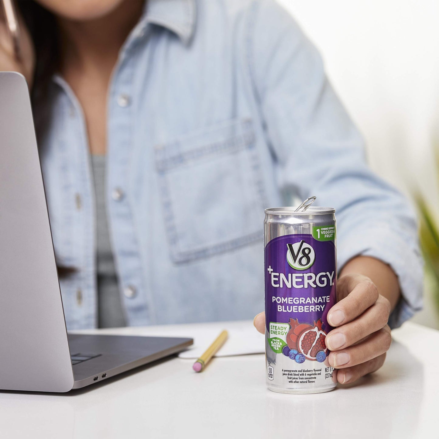 V8 Energy Healthy Energy Drink Natural Energy from Tea Pomegranate Blueberry 8 Oz Can