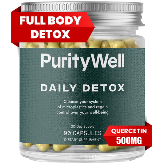 PurityWell Full-Body Support Supplement with Quercetin 500mg, Vitamin C & L-Cysteine - Supports Respiratory, Liver & Digestive Health - 90 Capsules