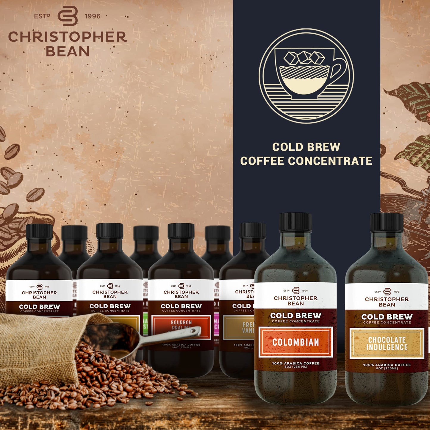 Decaf Colombian Coffee Concentrate Unsweetened Cold Brew  Iced Coffee Distillate Liquid Java Hand Crafted Concentrated 100 Arabica Pure Coffee Bean Extract 8Ounce Bottle 40 Servings