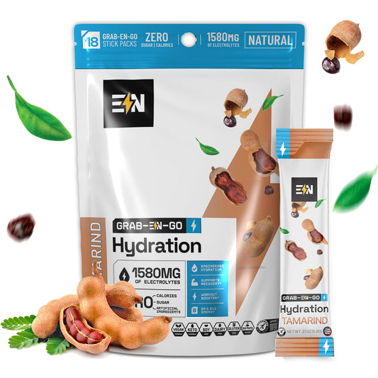 Engineered Nutrition EN, Sugar-Free Electrolytes Powder Packets - Keto Electrolytes Hydration Packets, Single-Serving Electrolytes, Zero Calories, Vegan, Non-GMO, Organic, Gluten-Free, Tamarind 18 CT