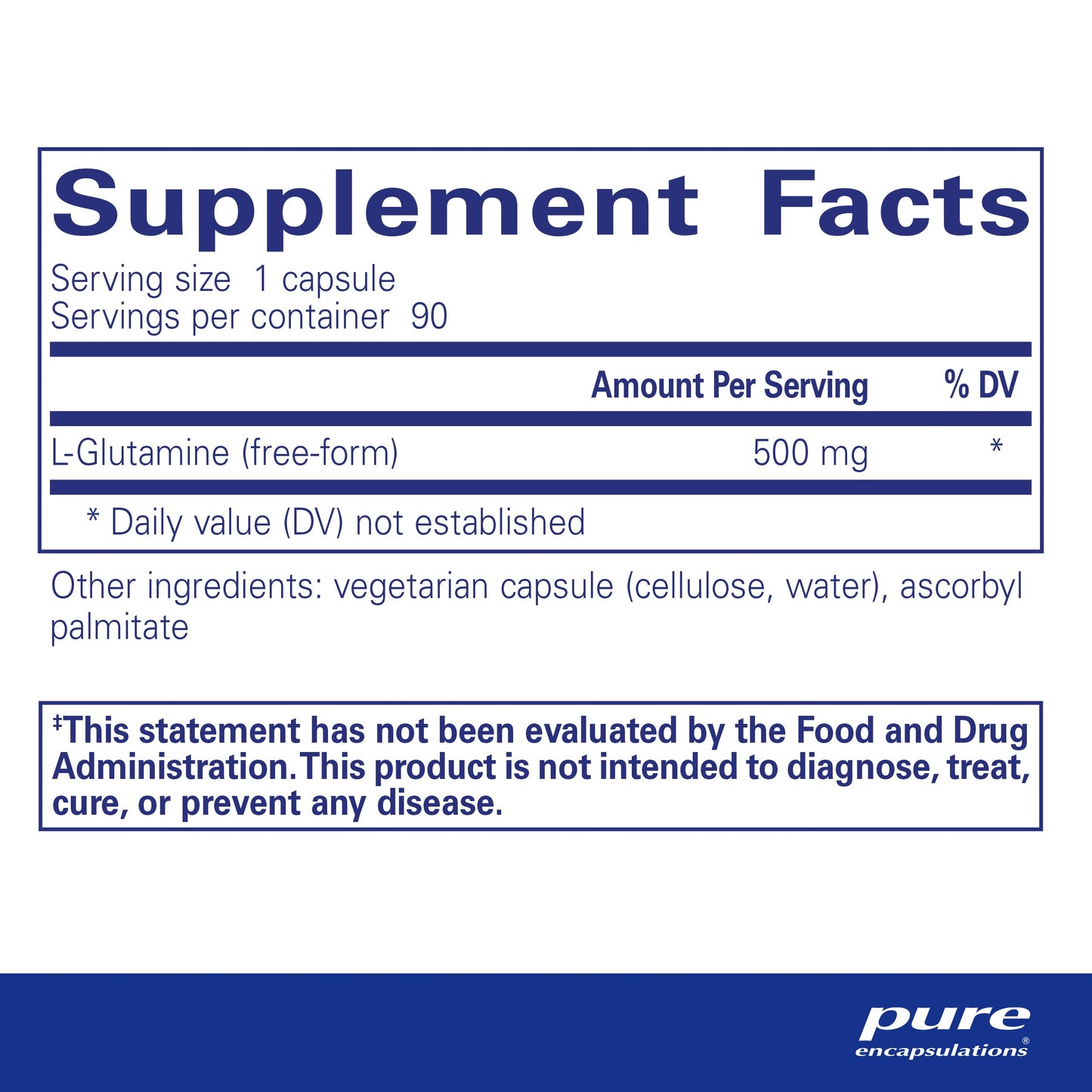 Pure Encapsulations L-Glutamine 500 mg - Supplement for Immune and Digestive Support, Gut Health and Lining, Metabolism, and Muscle Support* - with Free-Form L-Glutamine - 90 Capsules