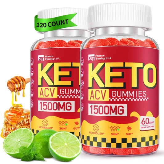 Stance Tuning USA Keto ACV Gummies - 1500MG ACV Keto Gummies for Women Men - Apple Cider Vinegar with Mother, Probiotics, Vitamins B6 B12 for Gut Digestion - Vegan & Non-GMO, 2 Pack