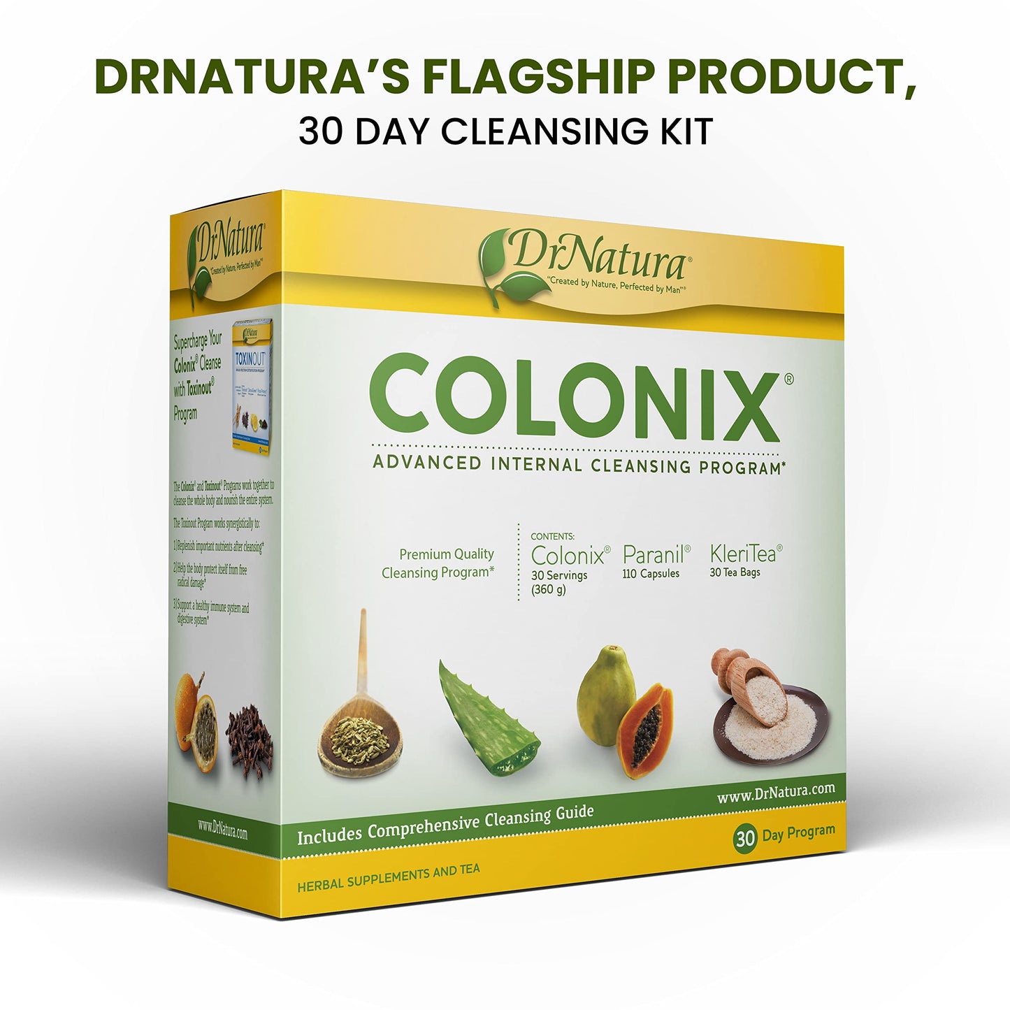 DrNatura Colonix Kit Whole Psyllium Husk Powder for Colon Cleanse, 30 Day Pack Colon Cleanser (16 oz)