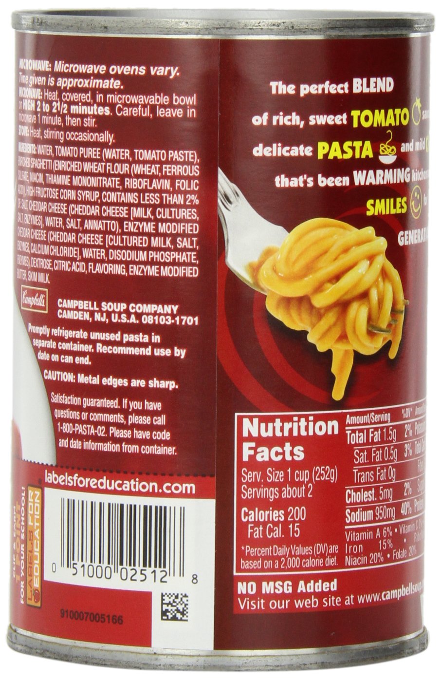 Campbells Spaghetti in Tomato Sauce with Cheese 1475 Ounce Pack of 12