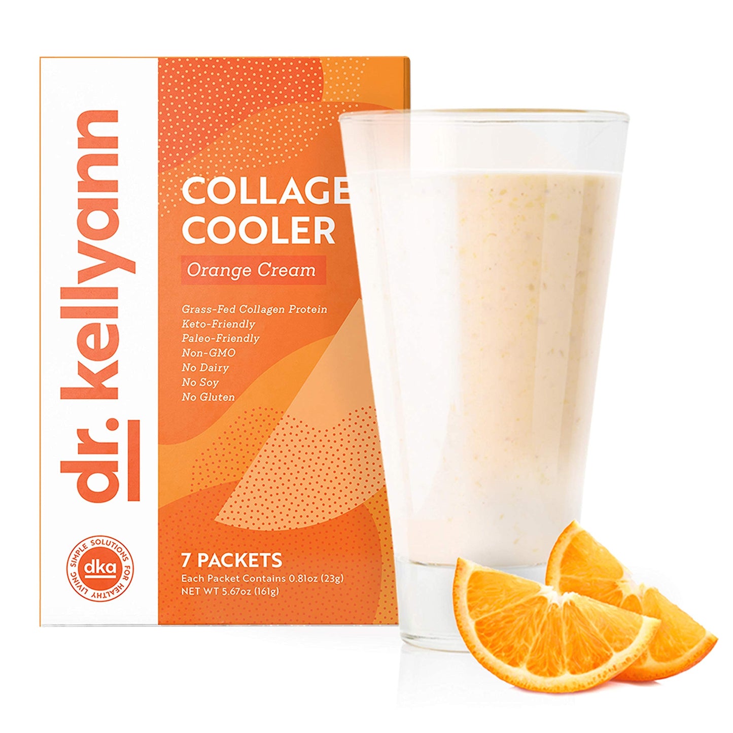 Dr. Kellyann Orange Cream Keto Shake Packets (7 Servings) - 15g Protein, Grass-Fed Collagen, Keto & Paleo-Friendly, 1 Pack
