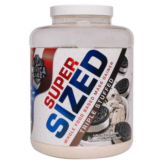 'Merica Labz Super Sized Whole Food Based Mass Gainer with 46g of Protein, Includes Digestive Enyzmes for Easy Digestion, 5 lbs (Triple Stuffed)