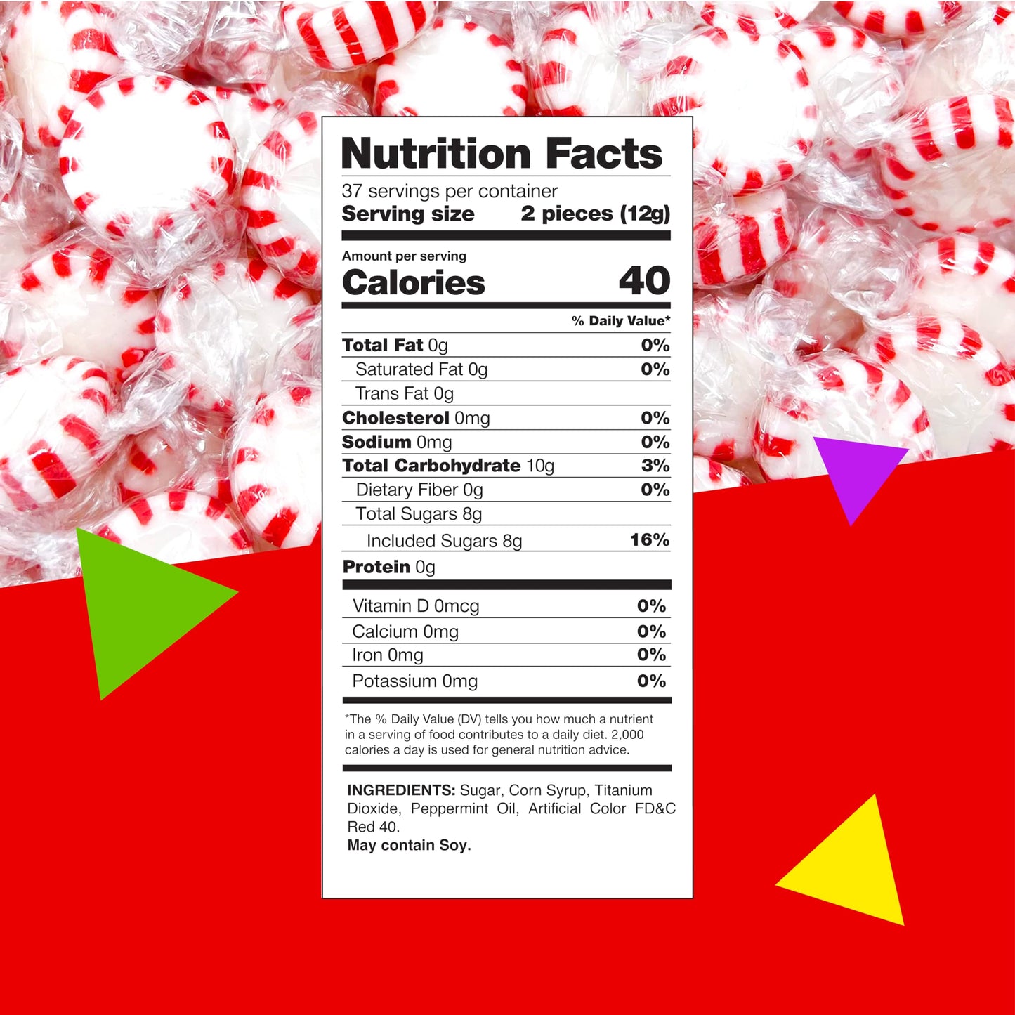 Starlight Peppermints Red White Stripped Hard Candy Individually Wrapped 1 Pound Bag