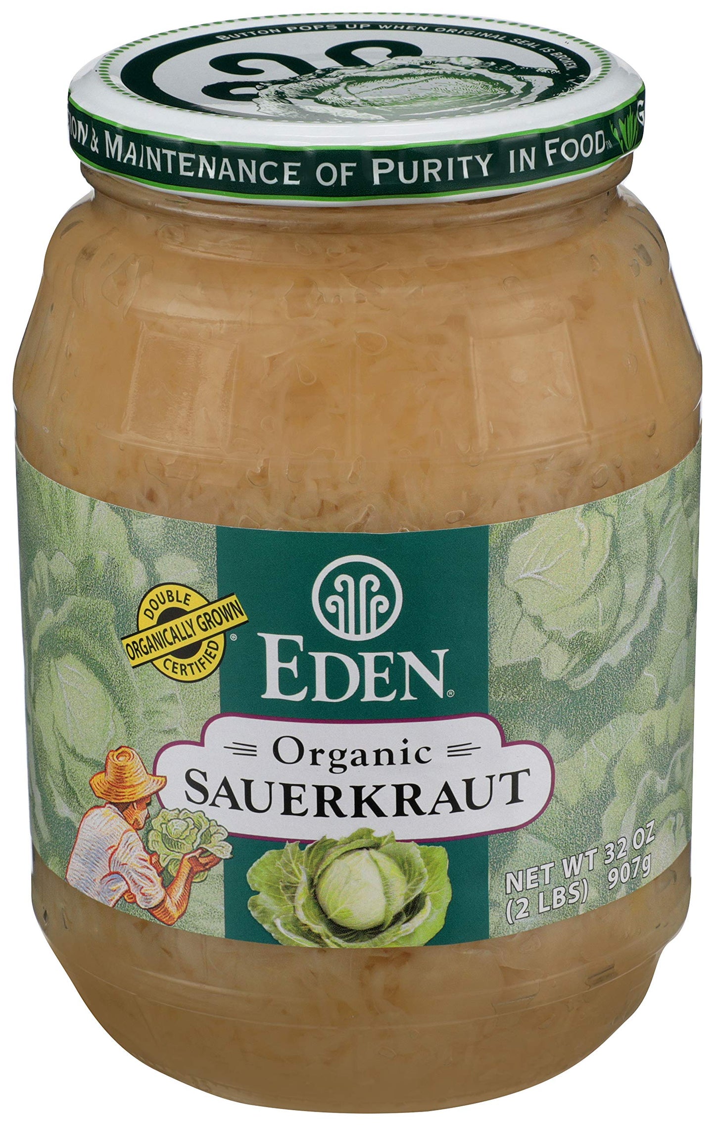 Eden Organic Sauerkraut 32 oz Glass Jar Fine Cut