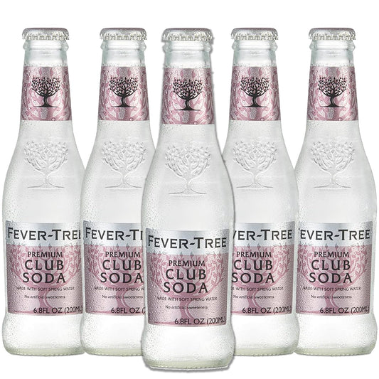 Fever Tree Premium Club Soda  Premium Quality Mixer  Soda  Refreshing Beverage for Cocktails  Mocktails 200ml Cans Pack of 5
