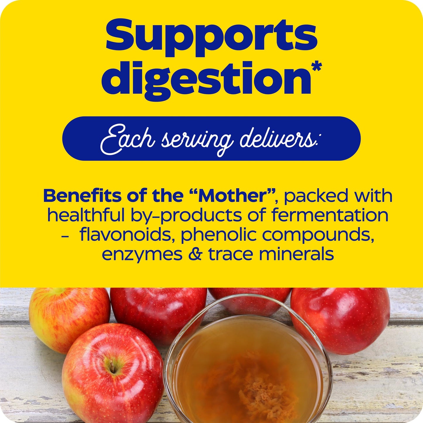 Enzymedica, Apple Cider Vinegar Gummies, Made with The Mother, 12 Organic, USA-Grown Apples per Bottle,[c][d] 1000 mcg Vitamin B12 per Serving, Natural Apple, 74 Count