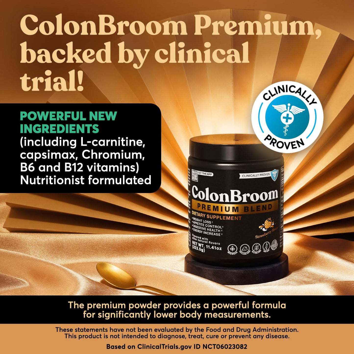 ColonBroom Premium Weight Management Supplement (Strawberry) - Colon Broom Psyllium Husk Fiber Powder Drink - Gluten Free, Non-GMO Colon Cleanse for Bloating Relief & Gut Health, 200 Servings