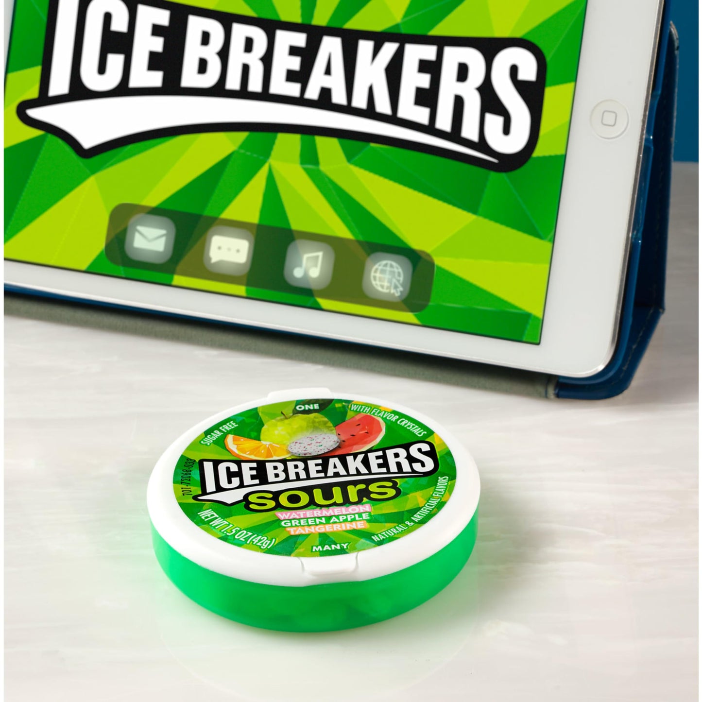 ICE BREAKERS Sours Assorted Fruit Flavored Sugar Free Mints Tins 15 oz 8 Count