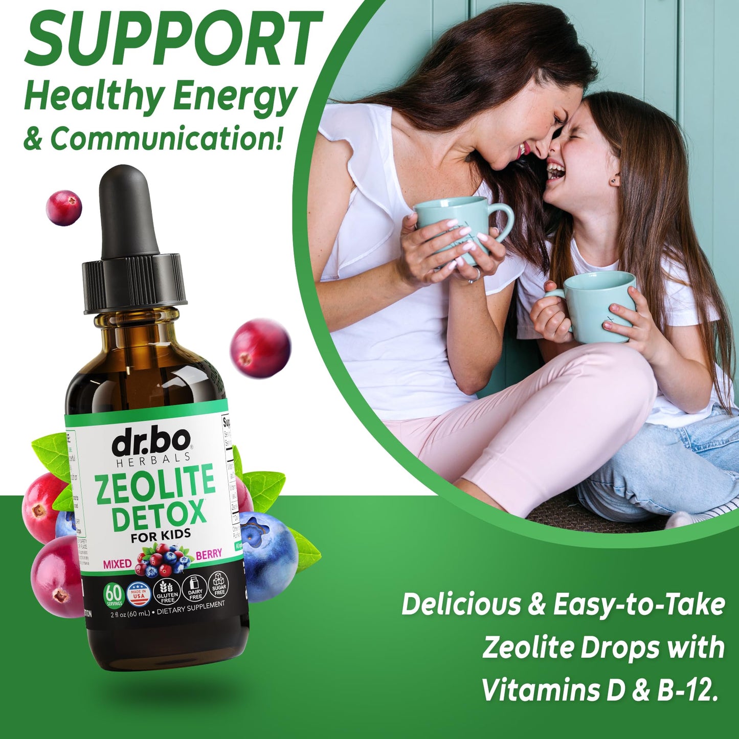 Zeolite Detox for Kids Liquid Drops - Advanced Clinoptilolite with Pure Vitamins B12 & D - Kids Gentle Body Daily Cleanse Focus & Speech Extra Clinoptilolite Zeolite Drops Detox Cleanse Supplement 2oz