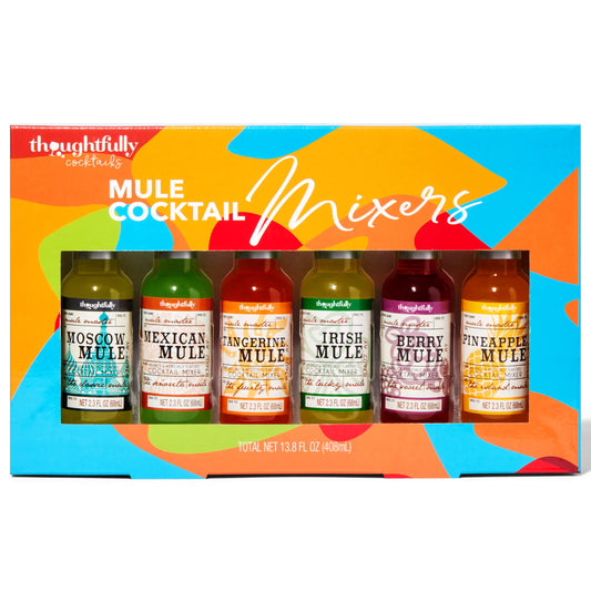 Thoughtfully Cocktails Mule Master Cocktail Mixer Set Vegan and Vegetarian Flavors Include Moscow Berry and more Set of 6 Contains No Alcohol