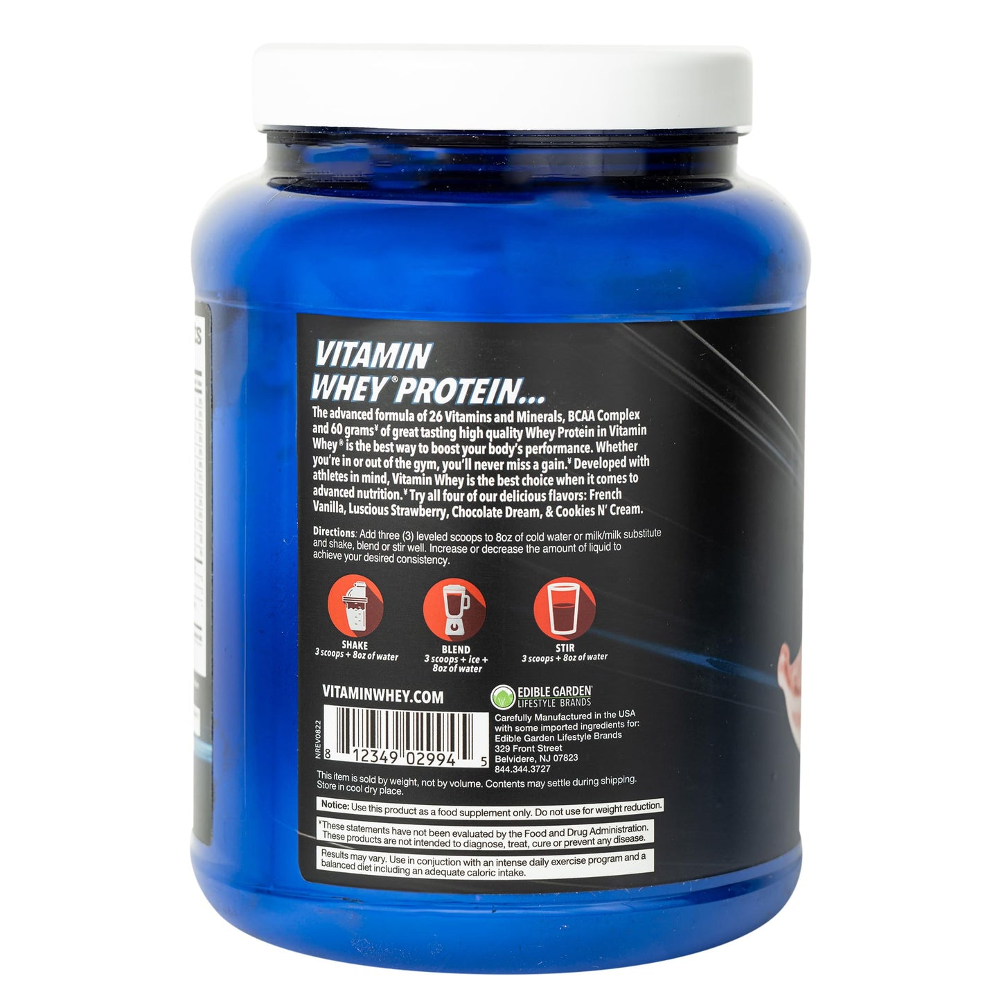 Vitamin Whey Protein, Luscious Strawberry, 60g Whey Protein, BCAA Complex, 26 Vitamins & Minerals, Gluten Free, 5 lbs