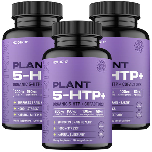 Organic Plant 5 HTP+ Cofactor, 200mg | Brain Supplement, Supports Mood, Cognitive Health & Better Sleep | Vitamin B6 & L Theanine | 360 Capsules