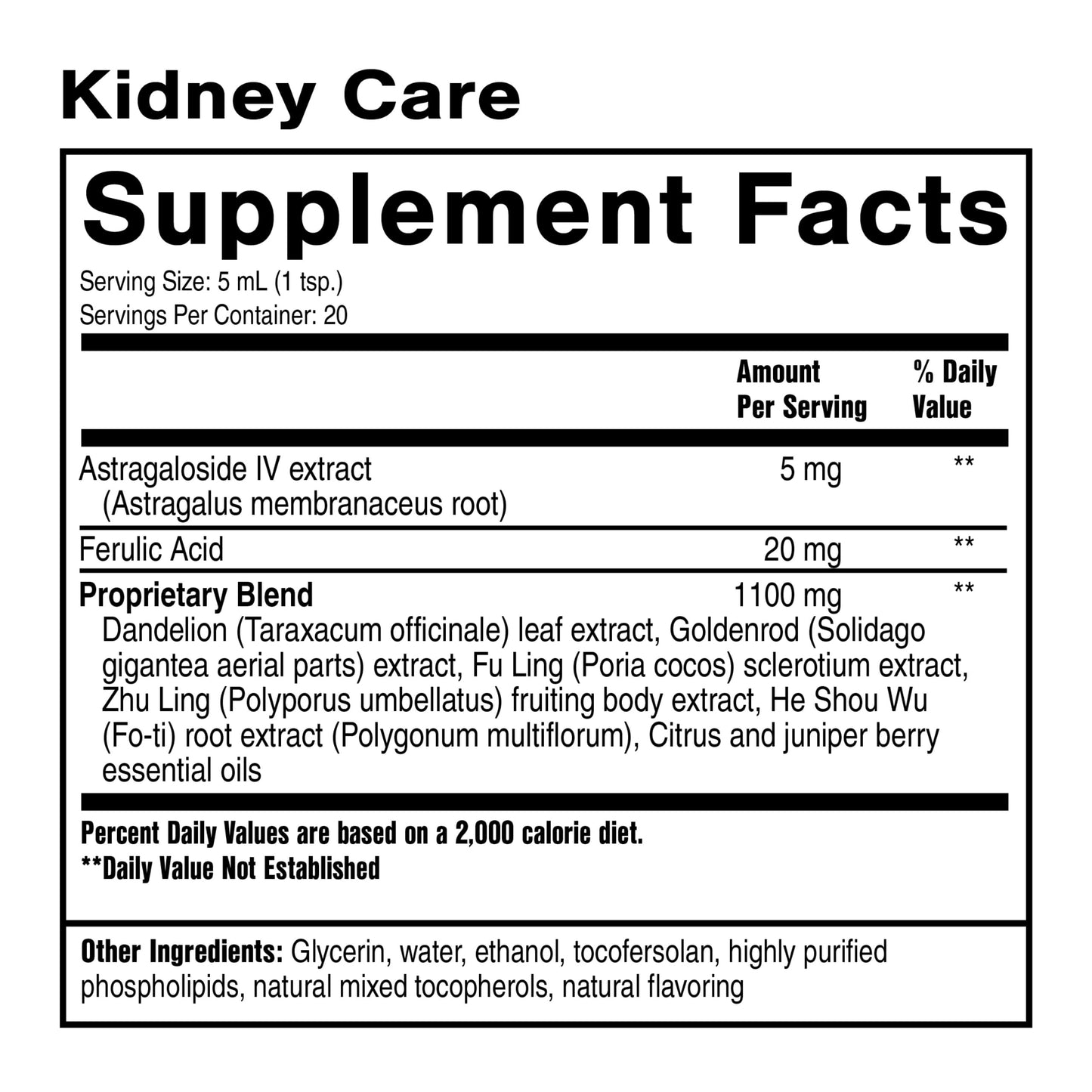 Quicksilver Scientific Kidney Care - Kidney Cleanse & Lymphatic Drainage Supplements - Astragaloside IV Extract, Zhu Ling, Goldenrod, Ferulic Acid, He Shou Wu & Dandelion Leaf (3.38oz / 100ml)