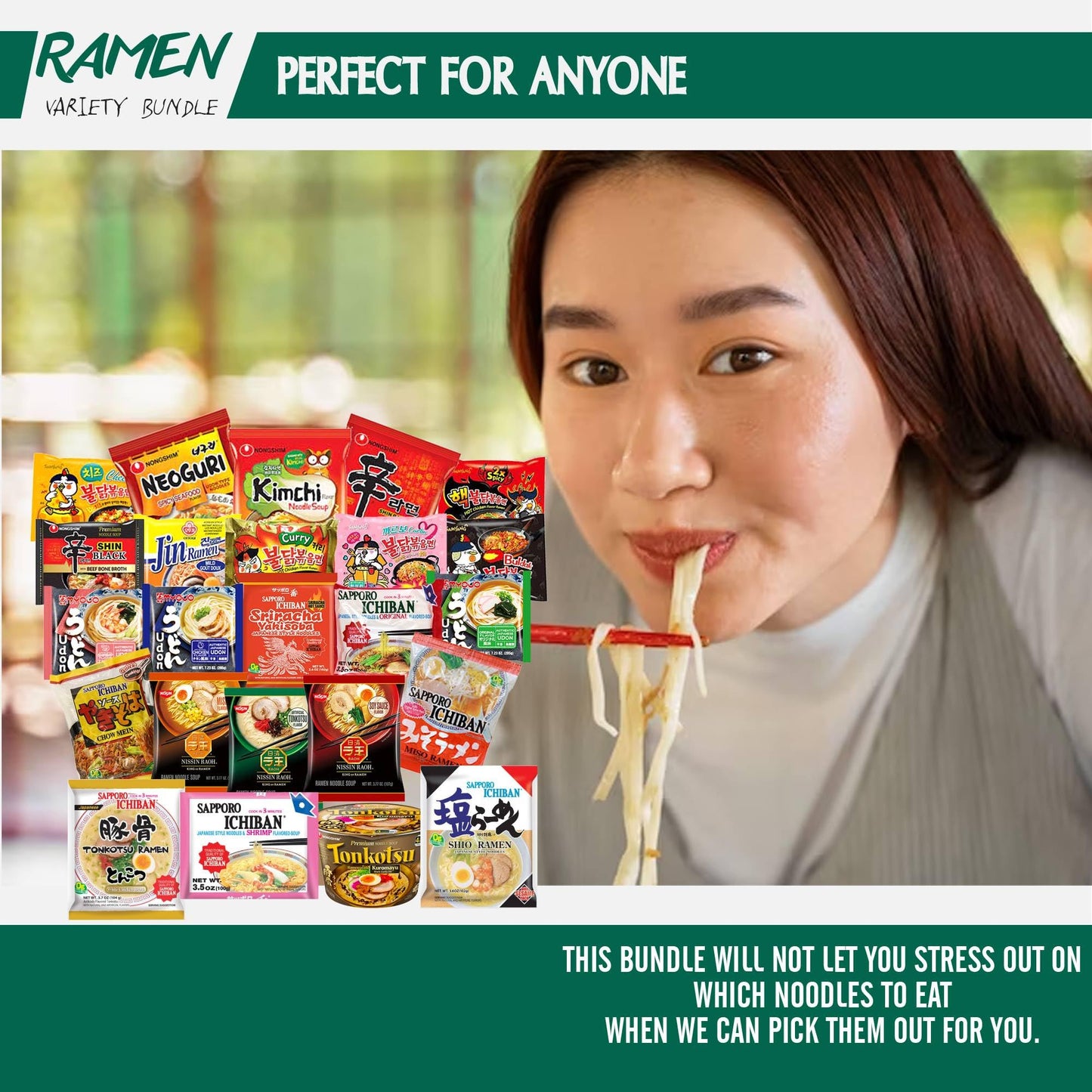 FOODIE BOXX KoreanJapanese Fusion Instant Ramen Variety 10 Pack Noodles with Fortune Cookie and Chopsticks