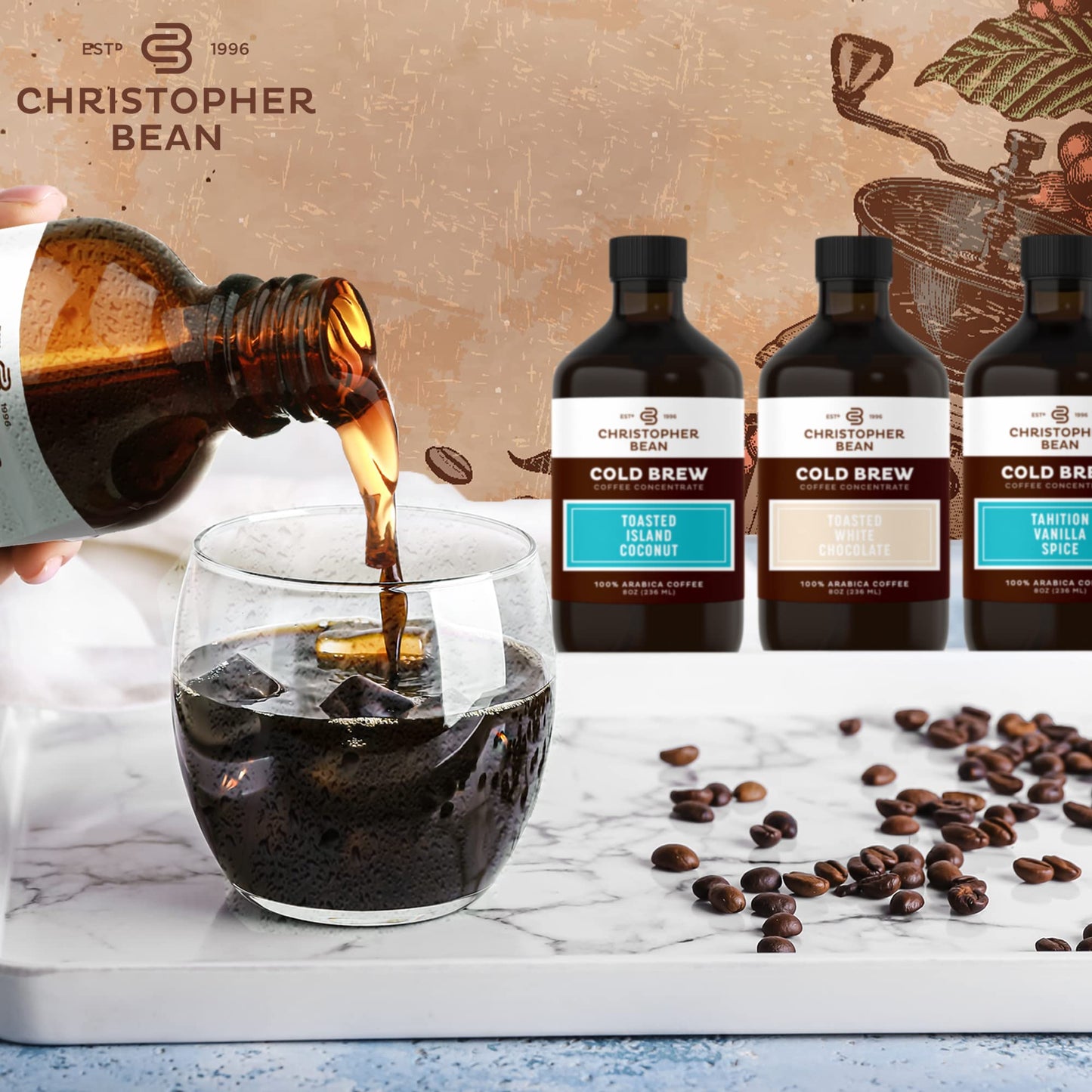 Decaf Colombian Coffee Concentrate Unsweetened Cold Brew  Iced Coffee Distillate Liquid Java Hand Crafted Concentrated 100 Arabica Pure Coffee Bean Extract 8Ounce Bottle 40 Servings