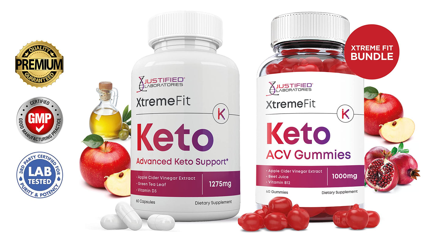 Justified Laboratories Xtreme Fit Keto ACV Gummies 1000MG + Keto ACV Pills 1275MG