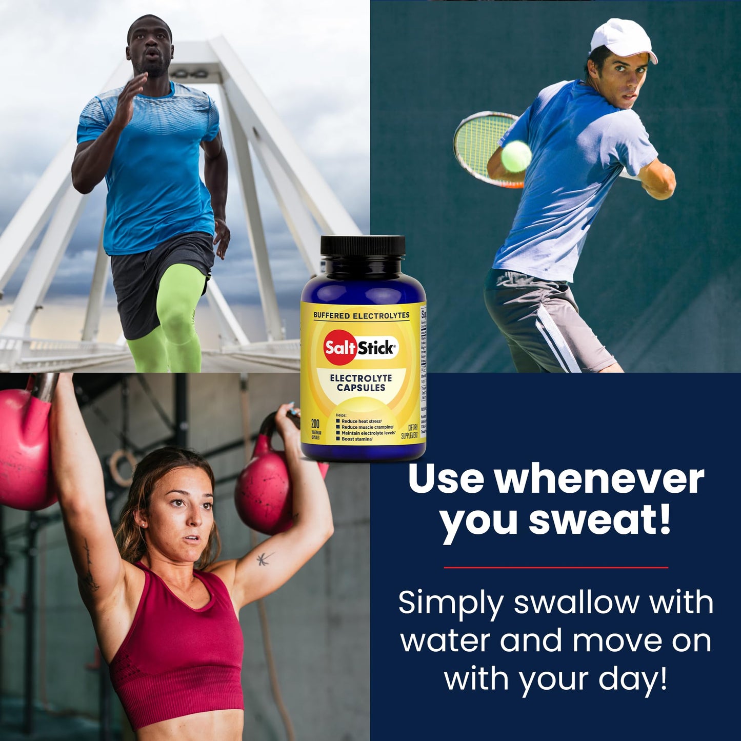 SaltStick Electrolyte Capsules with Vitamin D - 200 Count - Salt Pills with Electrolytes for Sports Nutrition, Running Supplements, Electrolyte Pills - 200 Count