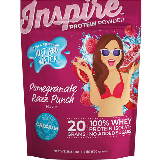 Bariatric Eating Inspire Pomegranate Razz Punch Whey Protein Isolate Powder with Calcium (20 Servings)