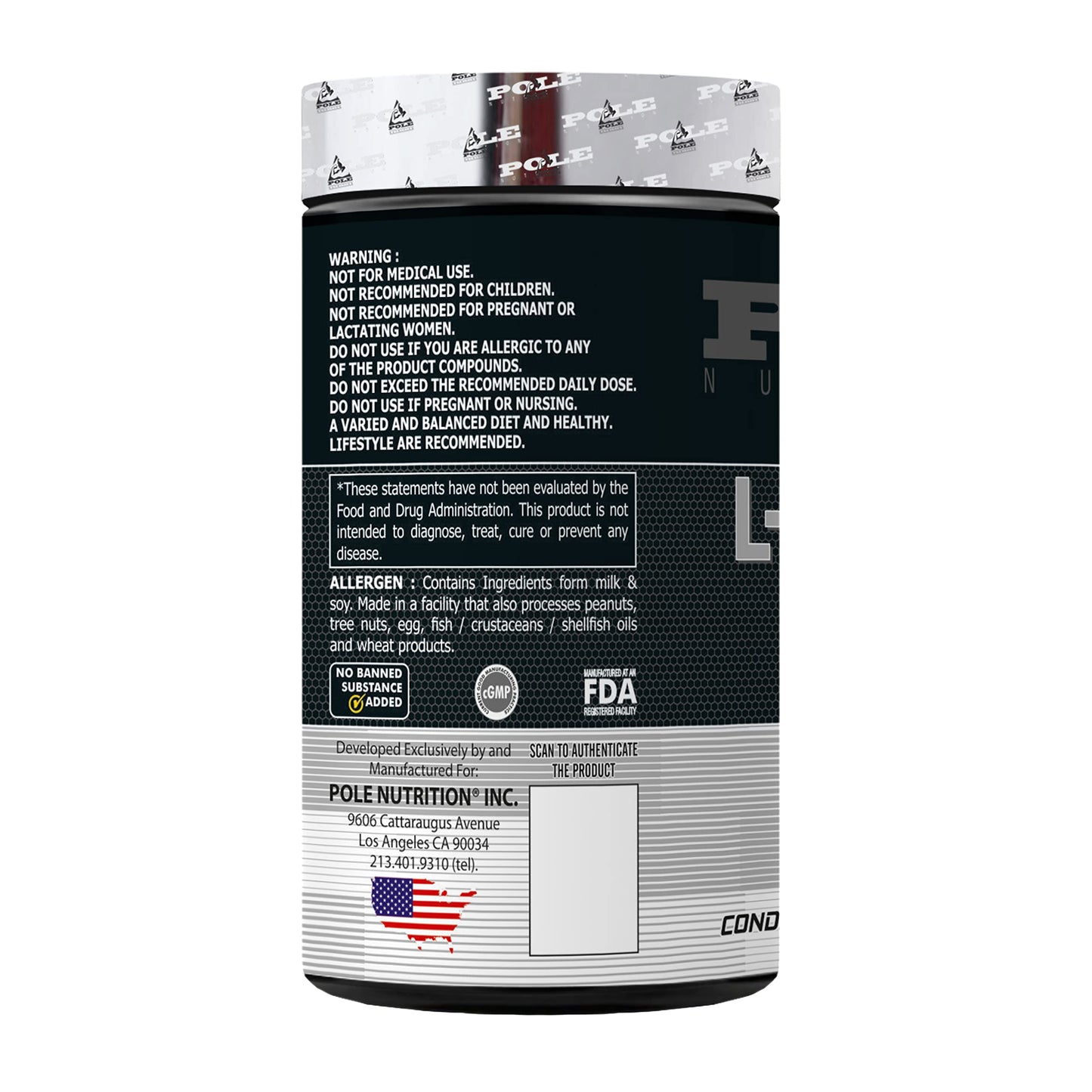 Pole Nutrition L-Arginine Essential Amino Acid 500mg | 100 Capsules - Premium Cardiovascular Support and Nitric Oxide Production