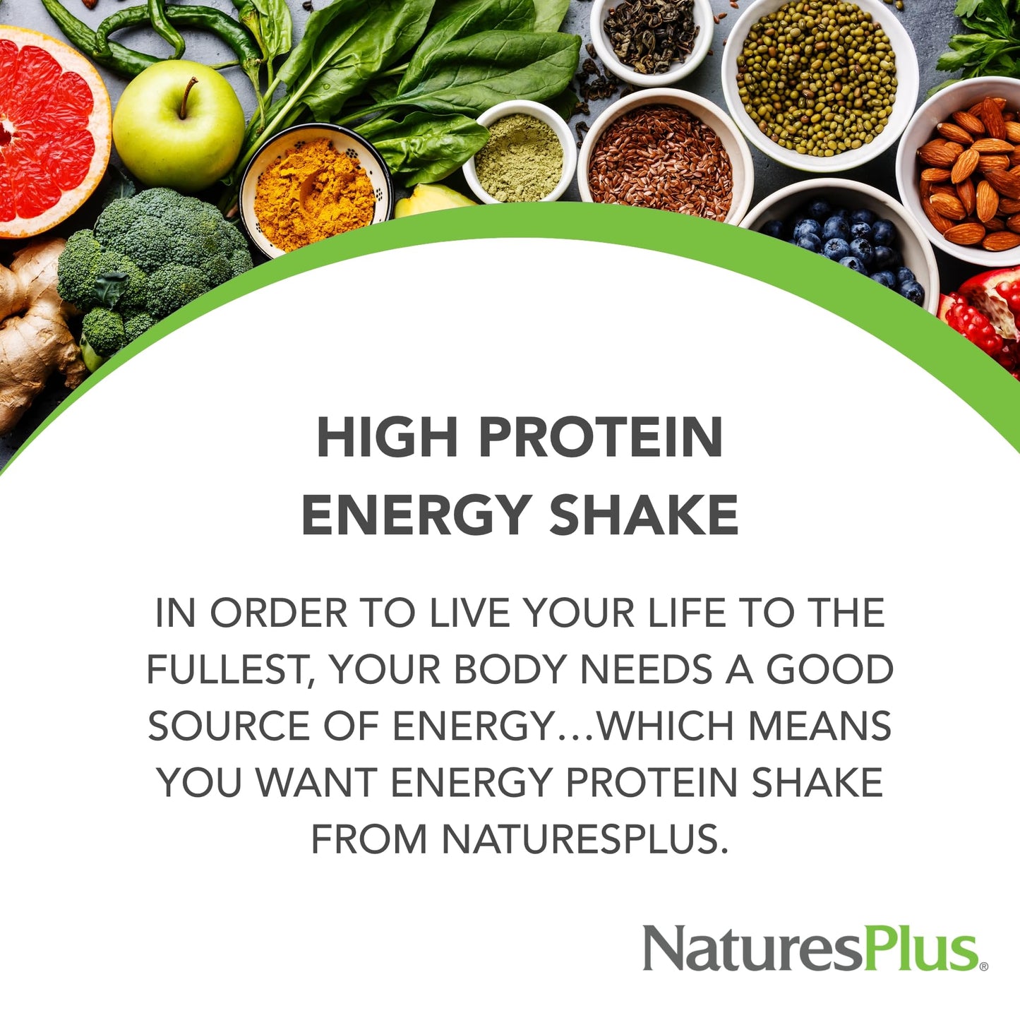 Natures Plus Energy Shake - 1.7 lb - 16 Grams of Plant-Based Protein Per Serving - Contains Digestion-Supporting Enzymes - No Added Sugar - Non-GMO, Vegetarian, Gluten Free - 28 Servings