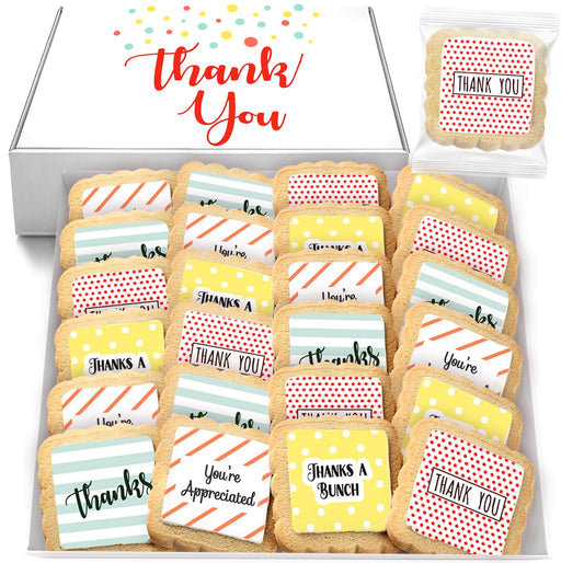 Thank You Cookies Party Favors Bulk Individually Wrapped Sugar Cookies 24 Pack Gift Basket Decorated Cookie NutFree