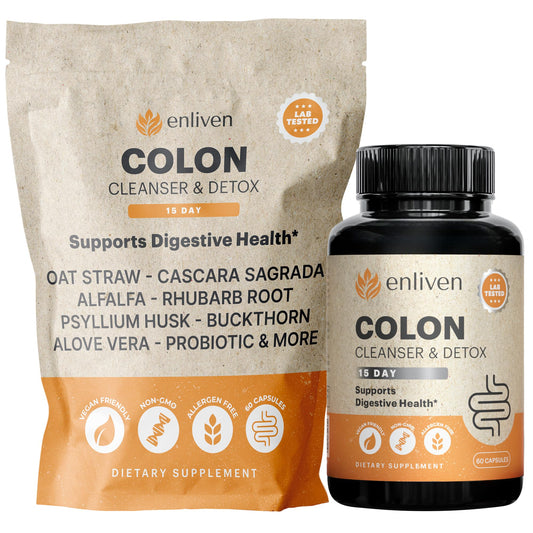 enliven 15-Day Colon Cleanse for Weight Loss & Digestive Health | Natural Blend of Herbs & Probiotics | Non-GMO | Made in USA (60 Capsules)