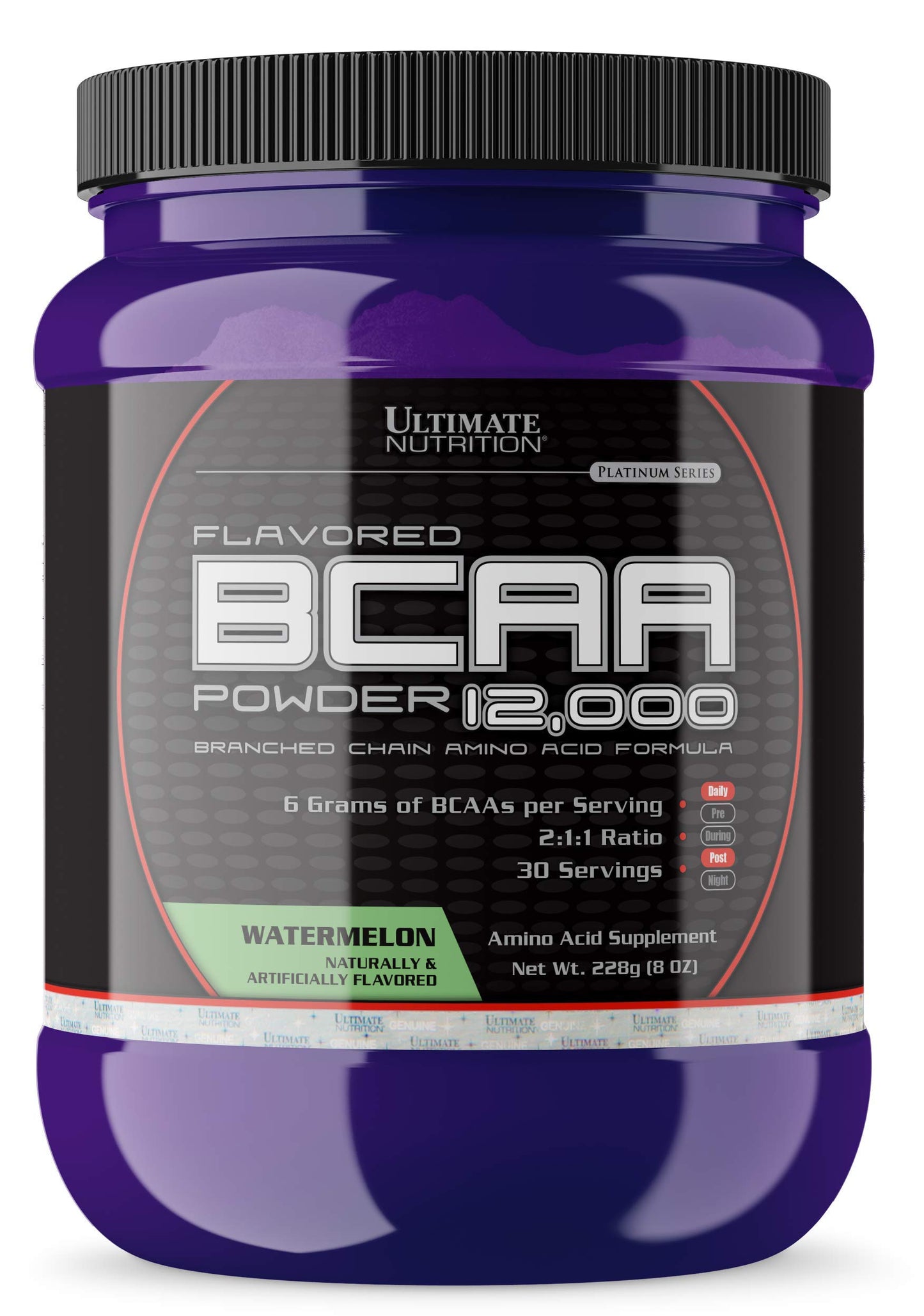 Ultimate Nutrition Flavored BCAA Powder - Caffeine Free with 3g Leucine 1.5g Valine 1.5g Isoleucine - Post Workout Amino Acid Supplement, Watermelon, 30 Servings