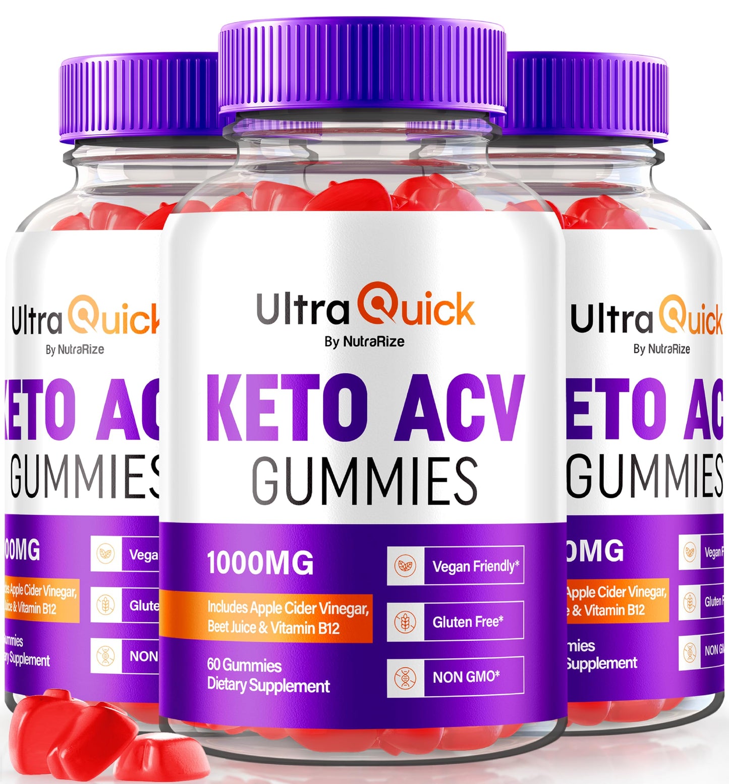 (3 Pack) Ultra Quick Keto ACV Gummies, Ultra Quick Keto ACV Gummies Weight Loss Support, Natural Keto+ACV, Premium Keto Plus ACV Formula, Apple Cider Vinegar Gummy, Official UltraQuick (180 Gummies)