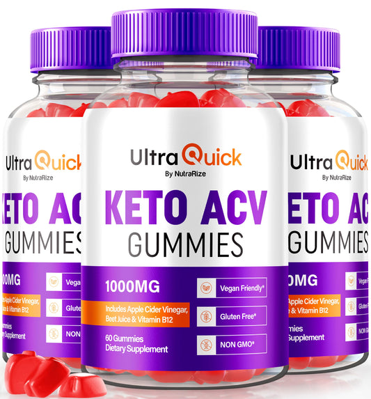 (3 Pack) Ultra Quick Keto ACV Gummies, Ultra Quick Keto ACV Gummies Weight Loss Support, Natural Keto+ACV, Premium Keto Plus ACV Formula, Apple Cider Vinegar Gummy, Official UltraQuick (180 Gummies)